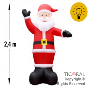 INFLABLE DECORACION SALUDO DE SANTA 4 LED 2.4 MTS X 1
